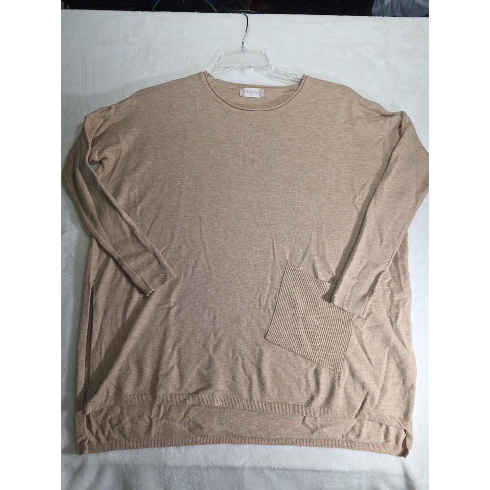 Altar'd State Sweater Womens S/M Beige Tan Knit Oversized High Low Single Pocket